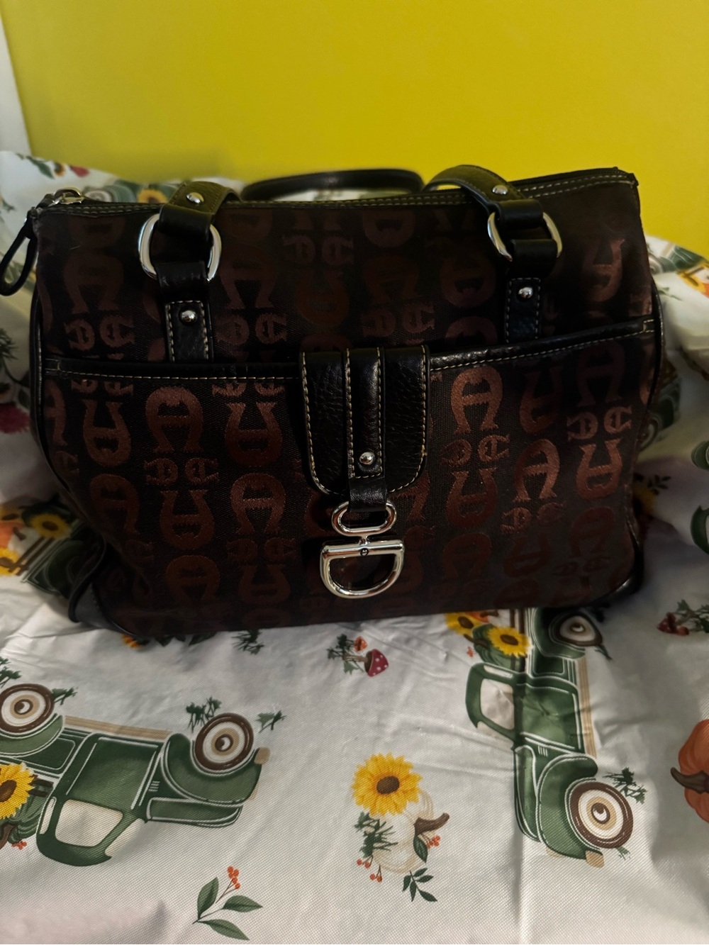 Etienne Aigner Brown Logo Satchel - Picture 17 of 17